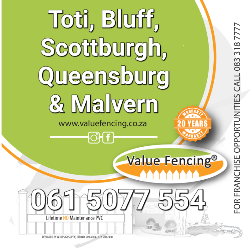durable and stylish pvc fencing installed by value fencing in amanzimtoti bluff chatsworth and malvern